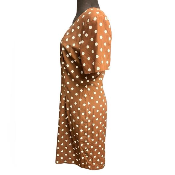Vtg Polka Dot Pretty Woman Ladylike Modest Sheath Dress Size M Soft Coquette - Picture 3 of 7